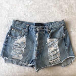 Minkpink destructed denim shorts size M wore once